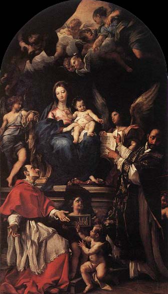 Madonna and Child Enthroned with Angels and Saints